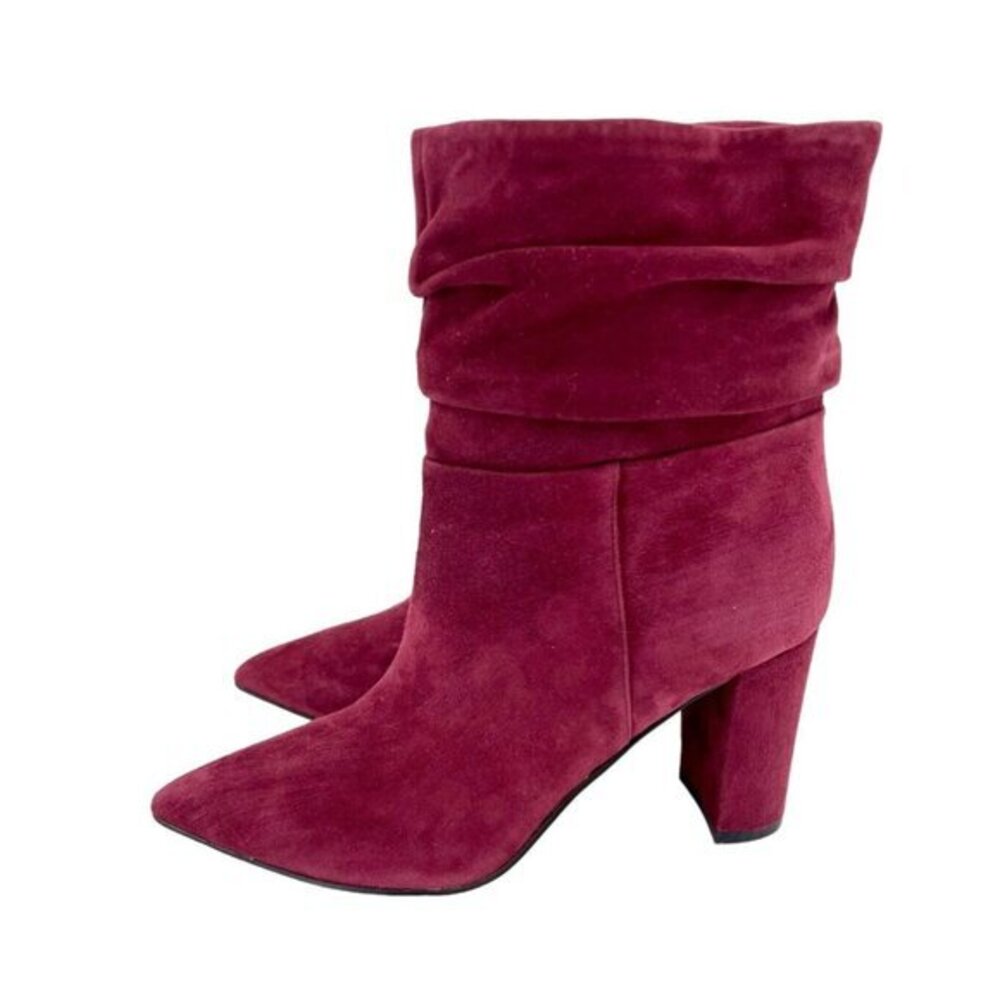 Marc Fisher Unana Booties Burgundy Red Suede Leather Ankle SZ 6.5 New $239